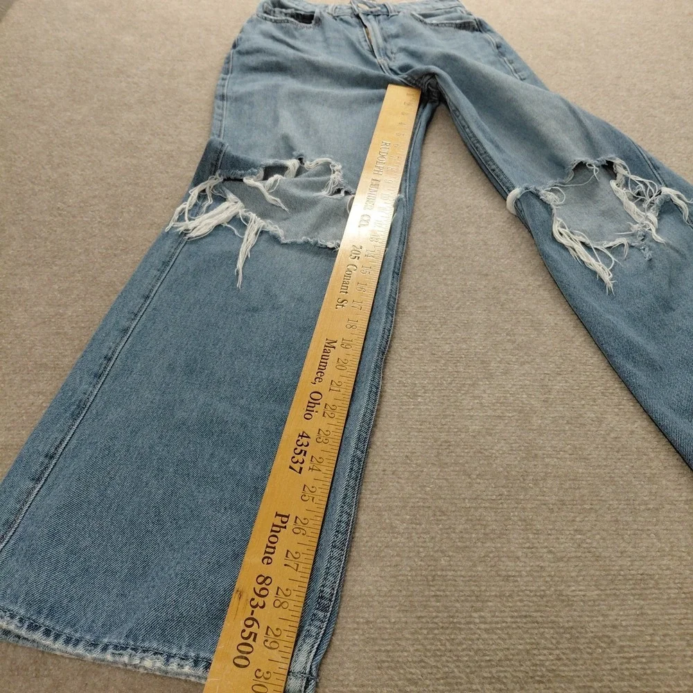 Hollister Jeans Ultra High-Rise Baggy Distressed Blue Wash Jeans Size23R 000R‎